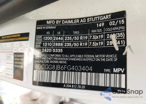 2015 Mercedes-Benz Glk 350 4Matic from USA, damaged, VIN WDCGG8JB6FG403404